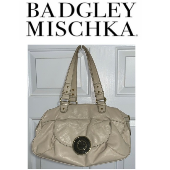 😎 BADGLEY MISCHKA Large Beige Boho Leather Bag - Picture 1 of 15